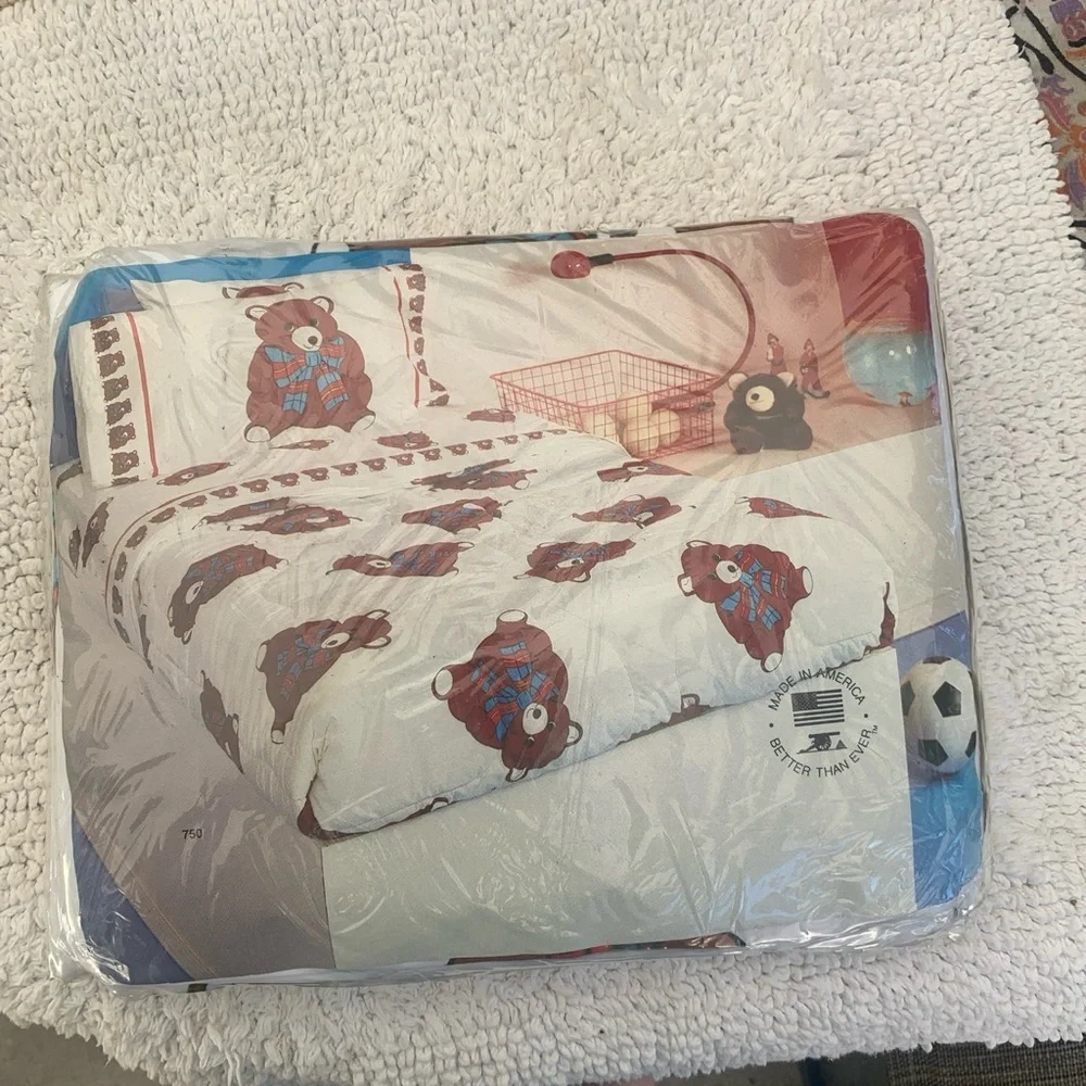 Vintage Cannon Royal Family Twin Sheet Set 3 Piece Bear Print